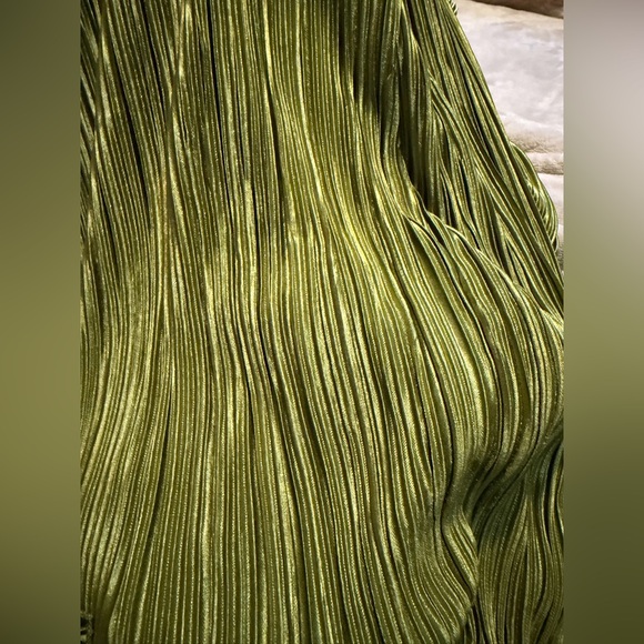 Omancia Solid Accordian Green Wide Leg Elastic Band Pants Sz XL - Picture 5 of 7